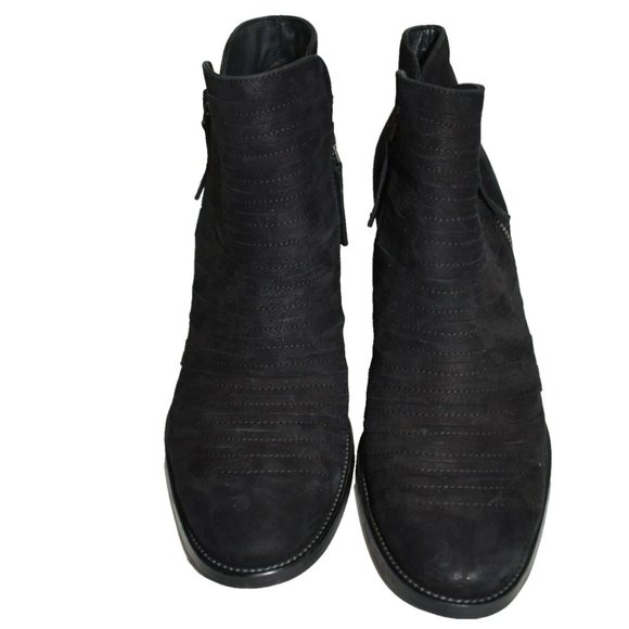 $500 PAUL GREEN Malibu Sliced Zip Bootie CLASSIC BLOCK NUBUCK BLACK 7.5 (TPO7) - Picture 4 of 9